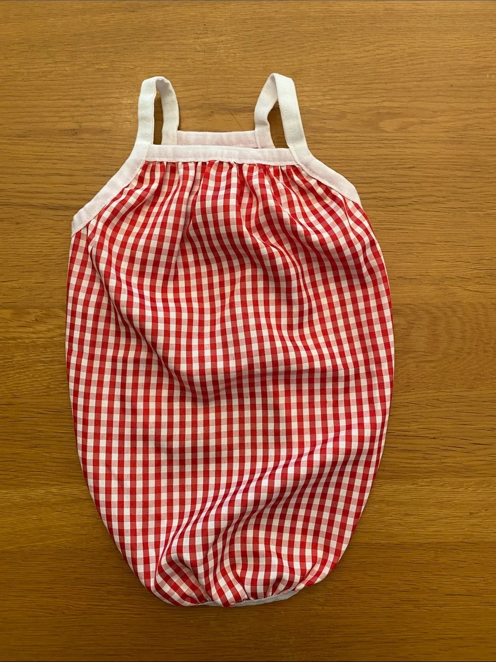 Red Gingham Dog Tank with White Trim